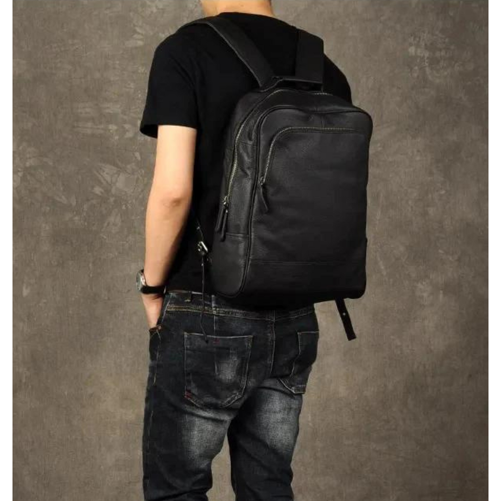 Sac à dos en cuir véritable pour homme