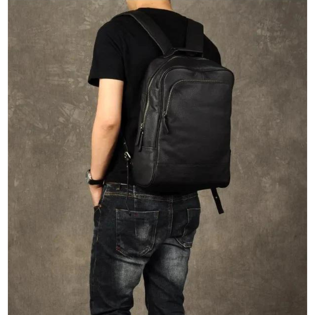 Sac à dos en cuir véritable pour homme