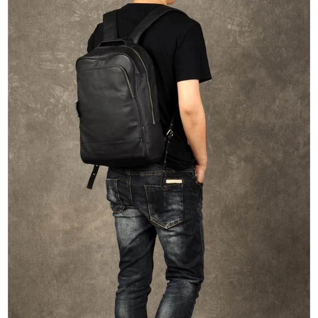 Sac à dos en cuir véritable pour homme