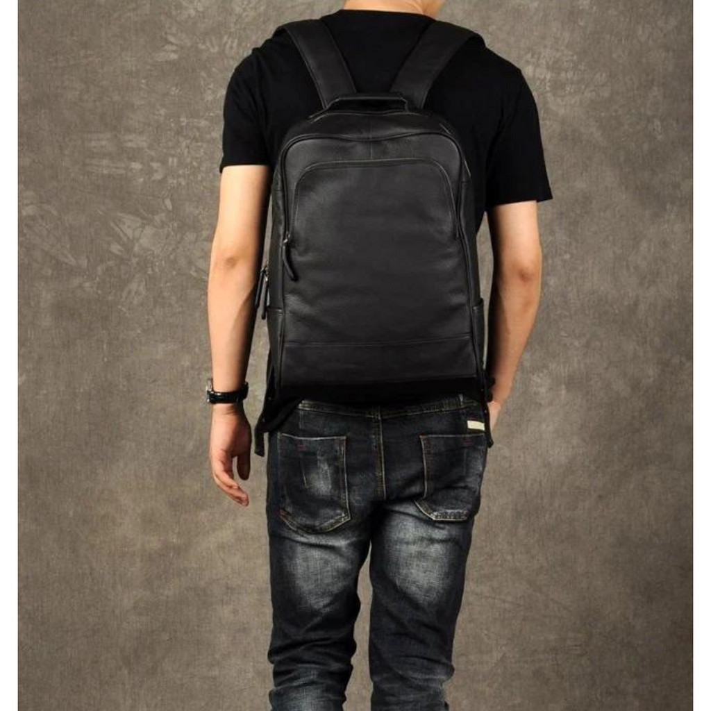 Sac à dos en cuir véritable pour homme