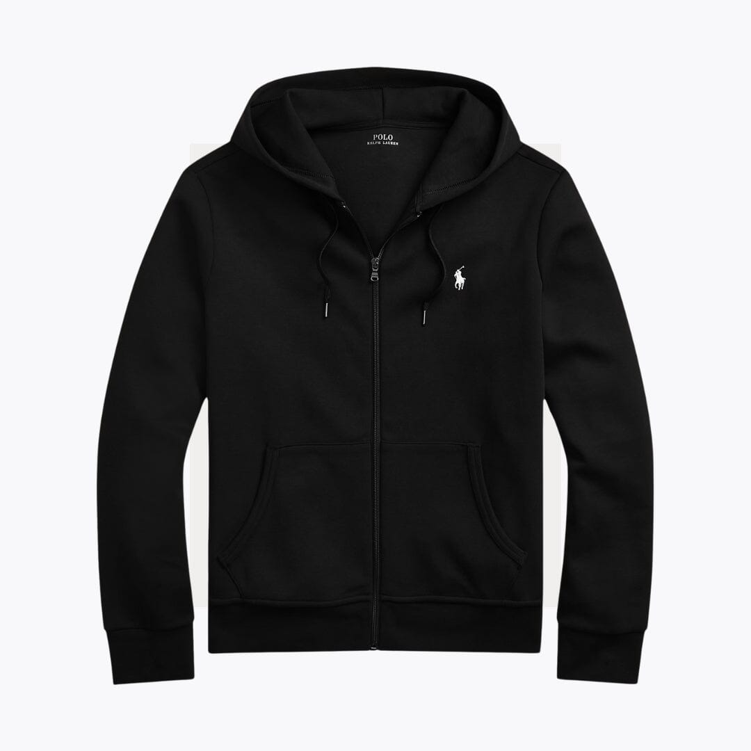 Felpa con cappuccio RL in doppio tessuto a maglia e zip integrale