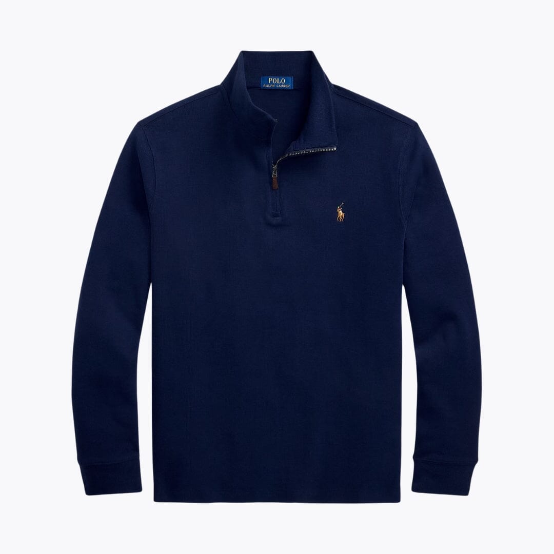 Pullover RL in maglia a coste Estate con cerniera a un quarto
