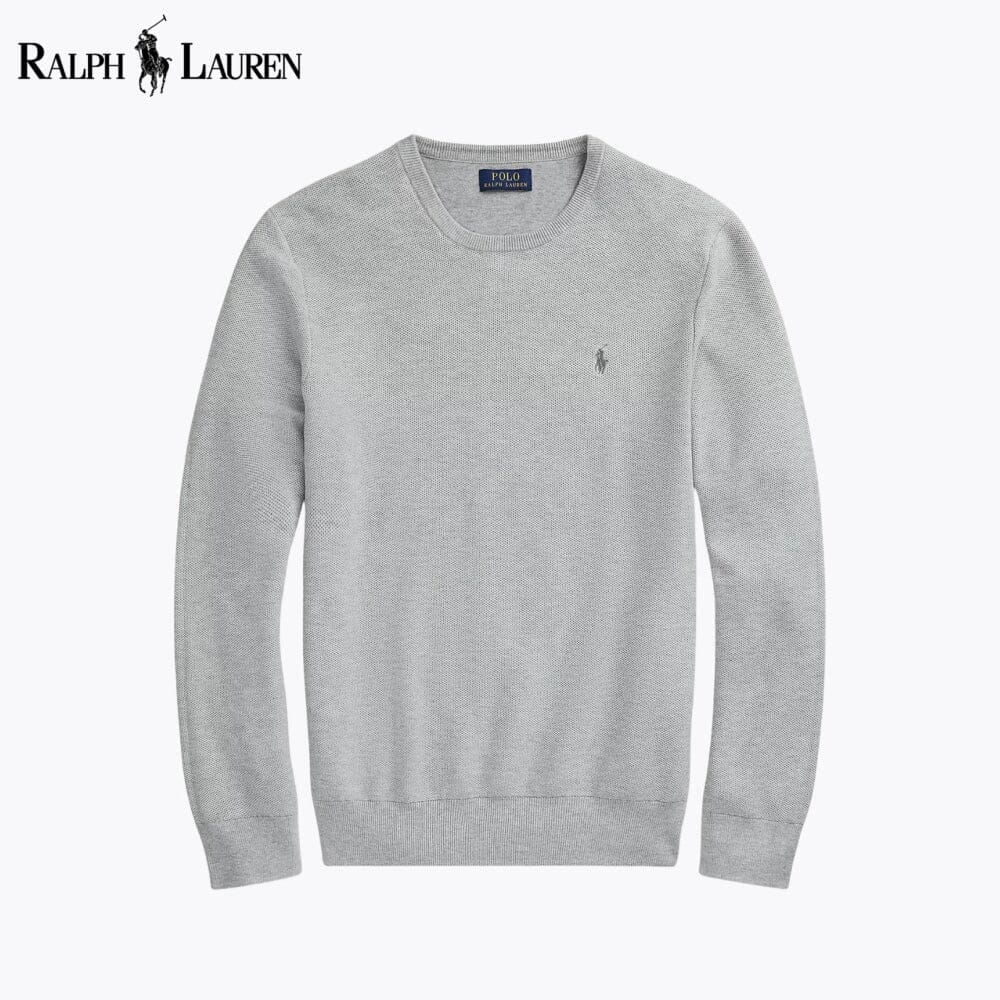 Maglione girocollo in cotone lavorato a rete RL