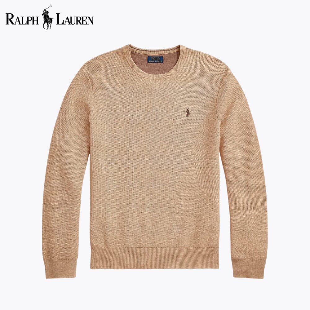 Pull en coton tricoté en maille à col rond RL