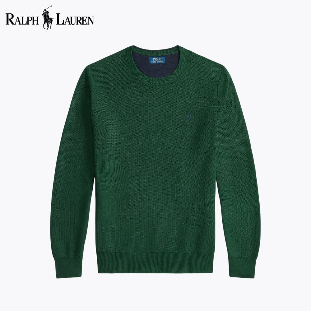 Maglione girocollo in cotone lavorato a rete RL