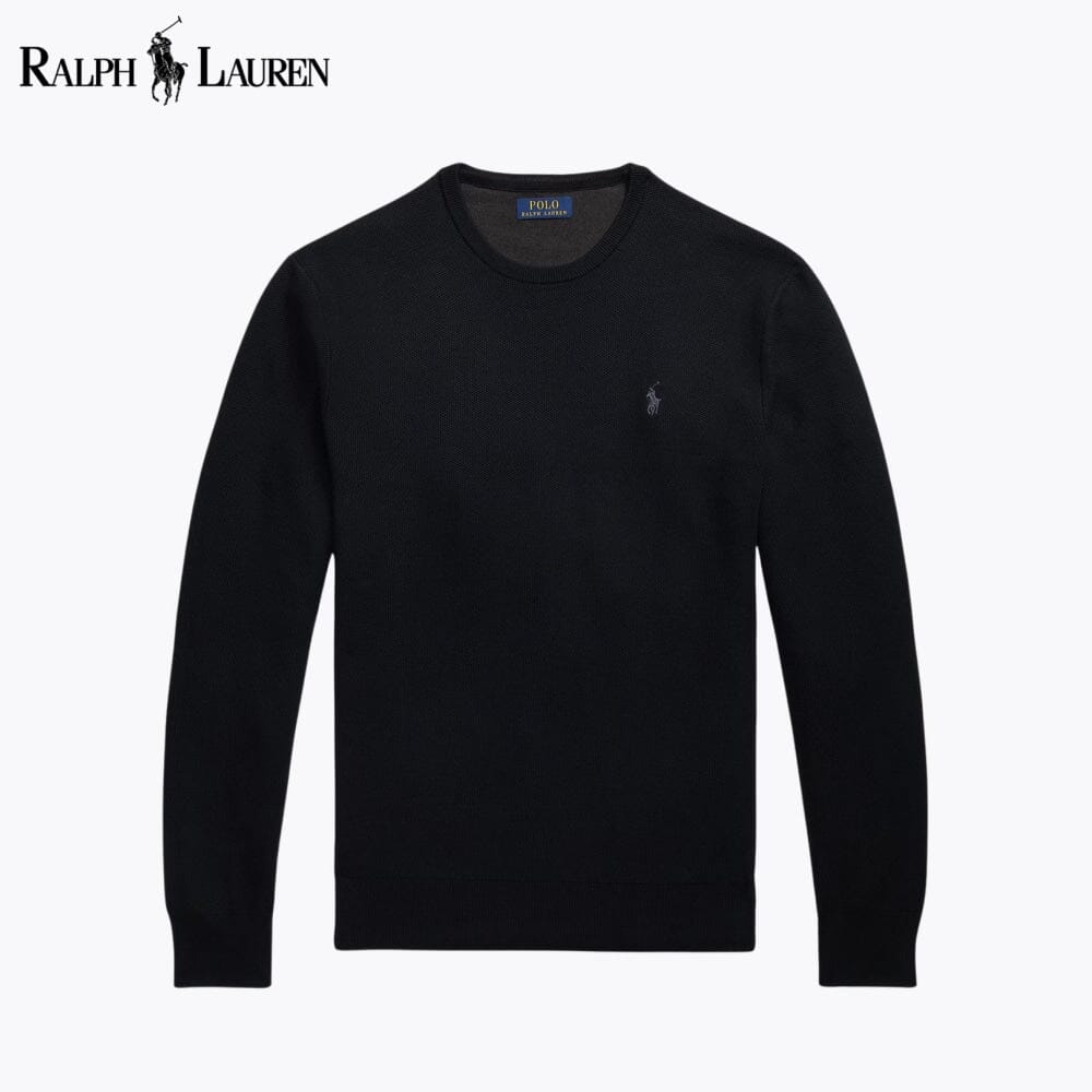 Maglione girocollo in cotone lavorato a rete RL