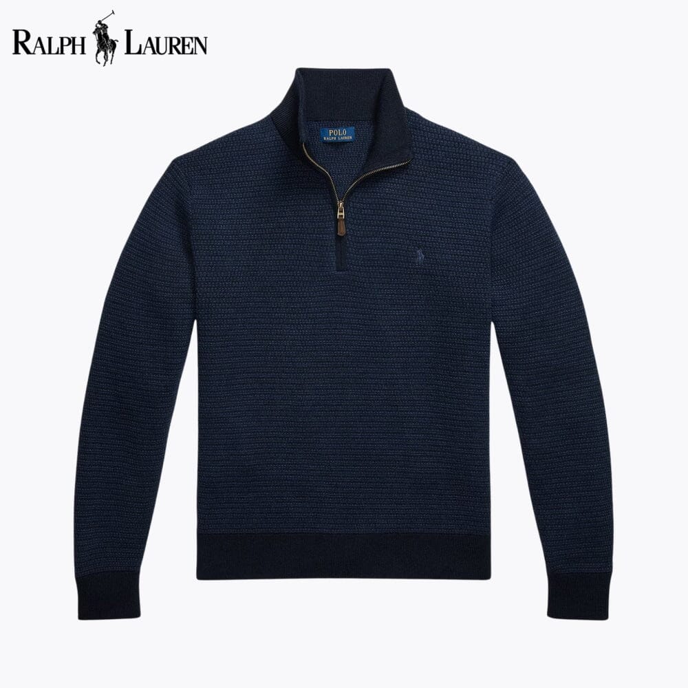 Maglione RL in lana lavabile con cerniera a un quarto